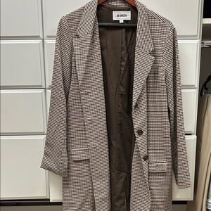 BB Dakota Women's Houndstooth Blazer - Brown and White